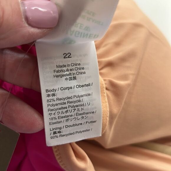 J. Crew Fuchsia Pink ruched one piece swimsuit spaghetti straps size 22 NWT - Picture 13 of 14